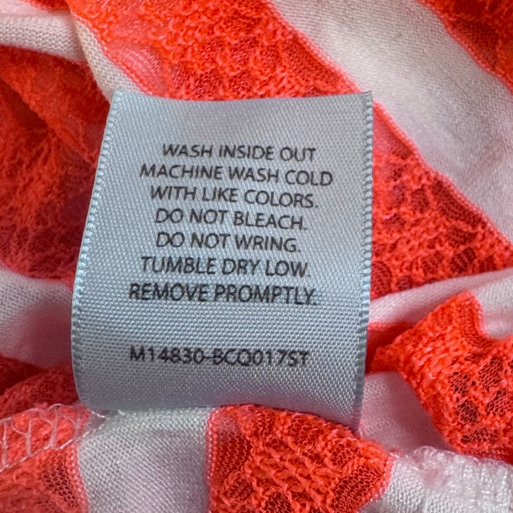 Balance Cover-Up Collection Neon Coral Stripe Hooded Swim Cover Up Tunic Medium - Picture 10 of 12